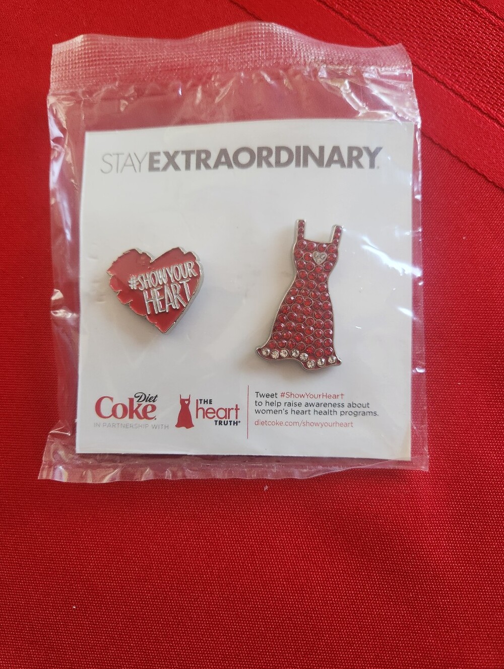 DIET COKE THE LITTLE RED DRESS And Heart  Pins  2012